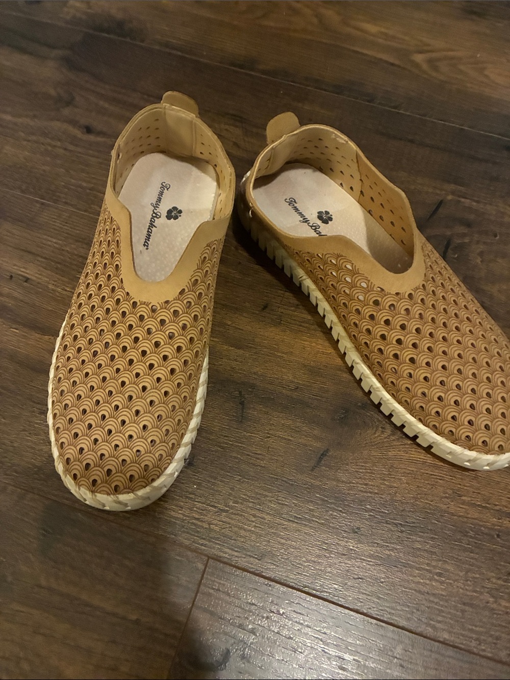 Tommy Bahama Tan Perforated Slip-On Loafers